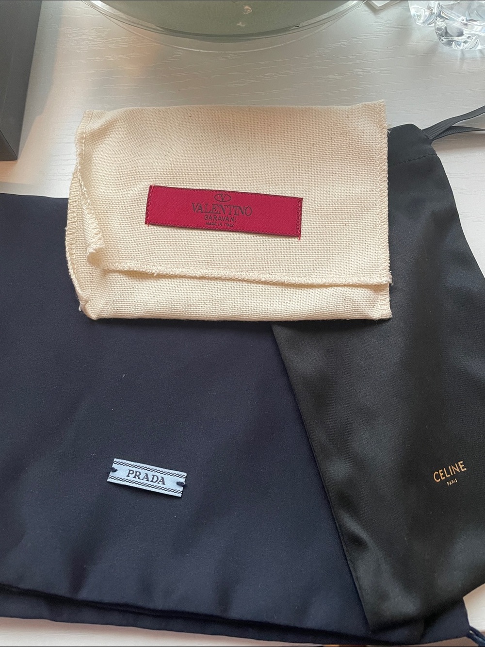 Prada ,Valentino ,Celine dust bags